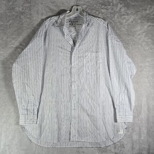 Frank & Eileen Shirley Oversized V Neck Button Up Mens Size Small S Blue Striped